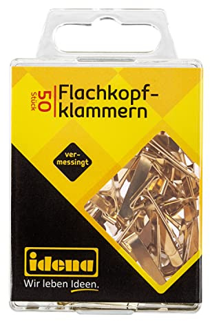Idena 12078 - Flachkopfklammern, vermessingt, 50 Stück