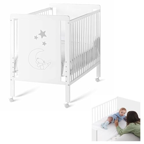CoolDreams CoolDreams CoolDreams Kinderbett aus Holz, 120 x 60 cm und Set zur Befestigung der Wiege am Bett, ungiftige Wasserfarbe, vollständiger Schutz für das Baby, geeignet von 0 bis 3 Jahren | Nordischer Kinderstil. Buchenholz Kann von Geburt an sicher am Bett befestigt werden. Europäische Norm.