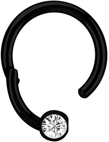 Piercing Ring BCR 316l Stahl Clicker 1,2 mm mit 3 mm Steinkugel in klar