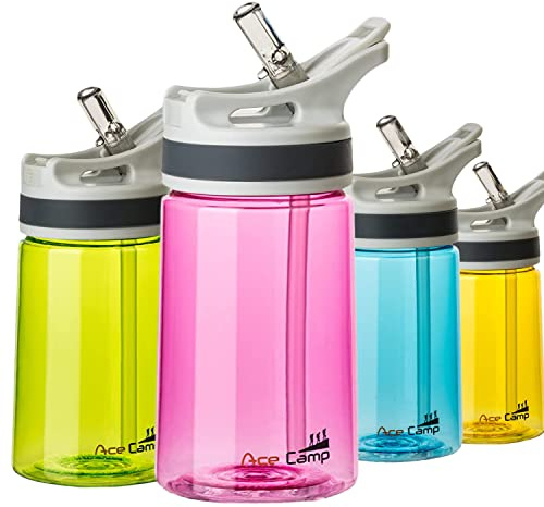 AceCamp, borraccia sportiva, in Tritan, privo di BPA, a tenuta stagna, con cannuccia, capacità di 350 ml, 600 ml o 800 ml, Pink 350ml, 350ml