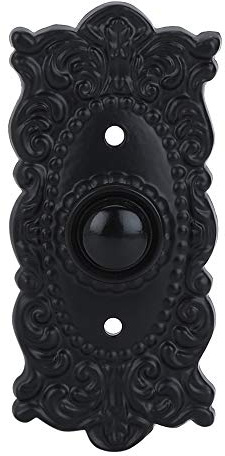 A29 Decorative Push Button Doorbell, Iron, Black Powder Coat Finish