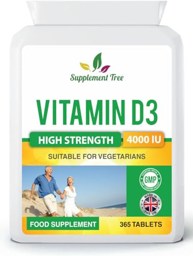 Vitamin D3 4000 IU High Strength | 400 Vegetarian Tablets | Vitamin D 4000iu Cholecalciferol Supplement | Supports Immune System, Bones & Muscle Function | Made in UK