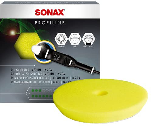 SONAX ExzenterPad medium 165 (1 Stück) Polierscheibe mittelhart und offenporig, zum maschinellen Polieren von Lacken durch Exzentermaschinen, Art-Nr. 04945000