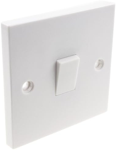 kenable 2 Way Single Light Switch White 10A Domestic Household Wall Plate with Fixing Screws BS EN 60669 Compliant