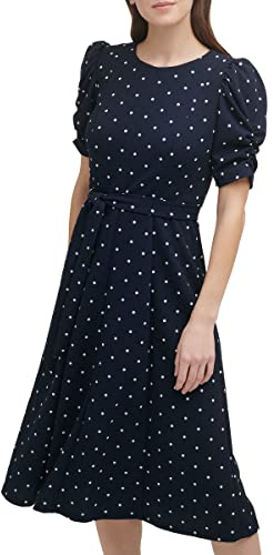 DKNY Women's Jewel Neck Scuba Crepe Dress Dress (Pack of 1)