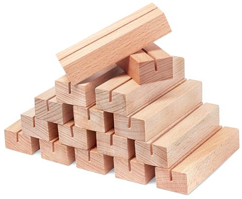 Gipizi Kartenhalter Holz 16 Stück Tischkartenhalter Buche Fotohalter, Menükartenhalter für Restaurants, Tischnummer Platzkartenhalter für Hochzeiten, Bankette und Partys