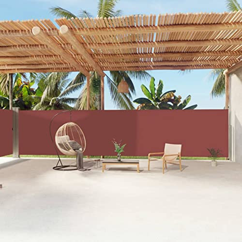 MOONAIRY Seitenmarkise Ausziehbar, Windschutz Terrasse, Balkon Windschutz, Balkon Sichtschutz, Sichtschutz Zaun, Sichtschutzzaun, Markise Balkon, Sichtschutzwand, Braun 180x1200 cm