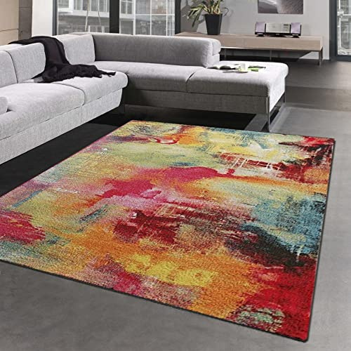 CARPETIA Teppich modern Graffiti Teppich Mehrfarbig orange grün türkis Größe 200 x 290 cm