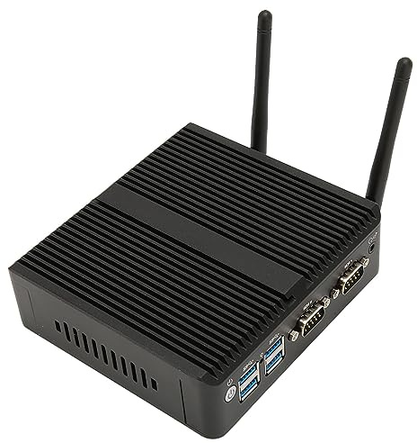 Mini PC CPU, PC Industriale Senza Ventola J4125 8G DDR4 con Doppie Porte LAN Gigabit Antipolvere per 7 10, Mini PC 100‑240 V (CPUJ4125+DDR48G+SSD128G Spina Europea)