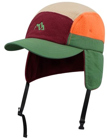 CLAPE Vinterkeps med öronskydd, varm fleece, 5 paneler, baseballkeps, justerbar öronflap-keps, utomhus, flygarmössa, män, ostructured full keps, DOTP3-khaki, En Storlek