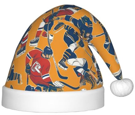 Hockey Festliche Kinder-Weihnachtsmannmütze – eine bequeme, bedruckte Weihnachtsmütze, ideal für Neujahr und festliche Feiertagsfeiern