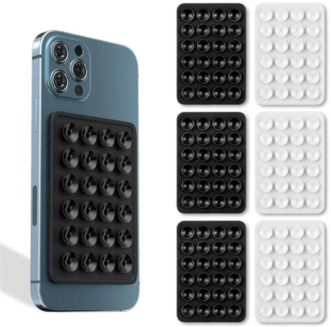 BCZR 6 Pezzi Ventose Cellulare,Silicone Supporto Smartphone da Auto Multiuso, Ventosa per Telefono Auto, Porta Cellulare Auto, Porta Cellulare Auto Ventosa Supporto Telefono(Nero,Bianco)