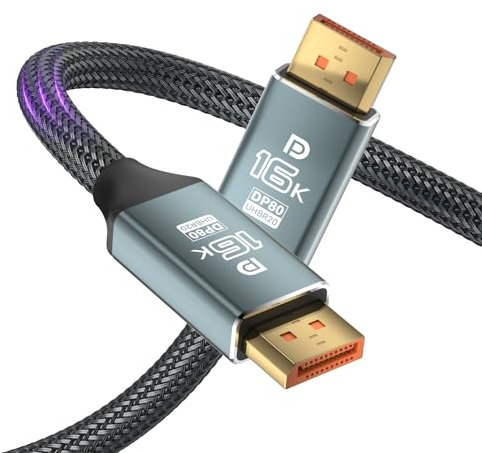 VisionSync 16K Cable DisplayPort 2.1[Certificado VESA],DP to DP Cable 1 M (16K@60Hz/8K@120Hz/4K@240Hz), 80Gbit/s Cables Display,Compatible con FreeSync G-Sync HDR HDCP Gaming-Monitor, TV, PC