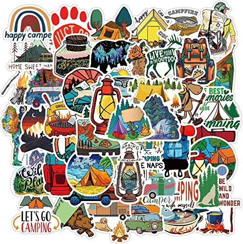 LYLSDSB Outdoor Abenteuer Aufkleber 50 Stück Vintage Reise Camping im Freien Etiketten Retro Vinyl Aufkleber für Auto Skateboard Laptop Motorrad Gepäck Graffiti Sticker Wasserfeste Aufkleber
