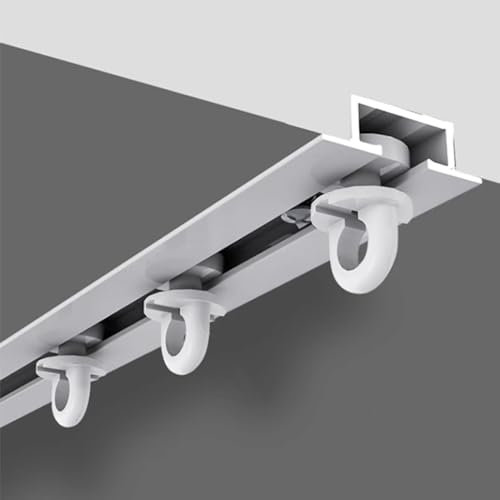 Innovz Vorhangschiene Einbau-Vorhangschiene Zur Deckenmontage aus Aluminium, Versteckte Deckenvorhangschienen Weiß, 10 11 12 13 14 15 16 Ft Unsichtbare Vorhangstange für Raumteiler(1.2m/3.9ft)