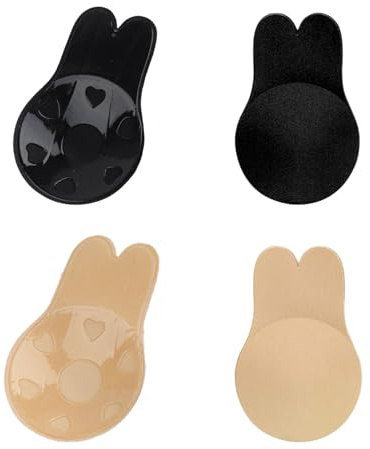 2 Paires de Soutien-Gorge Relevable Invisible, Gorge Adhésif Invisible sans Bretelles, Soutien-Gorge dos nu Sans Bretelles en Lapin, Soutien-Gorge Invisible en Silicone Auto-Adhésif, pour Femme