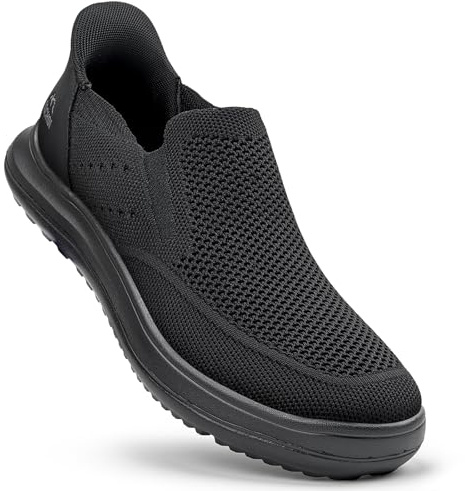 ODCKOI Chaussures Homme sans Lacets Slip-on - Baskets Confortable à Enfiler Facilement - Chaussures Sport Loisirs Décontractées pour Homme Black 45