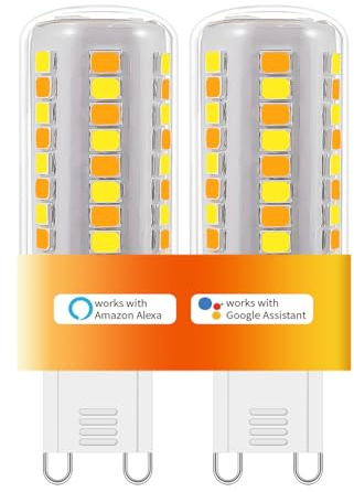 G9 LED-Lampor Smart LED-Glödlampa med Alexa/Google Home – Steglös Dimning 1%–100%, 220 V 4 W 400 LM, 2700 K–6500 K, Timerfunktion och Appstyrning – G9-Lampor, 2-Pack för Smart Belysning