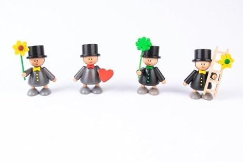 Holzwaren Egermann dekorativa träfigurer/påskdekoration – pojke med olika delar – antal: 4 stycken – storlek: ca 6 cm – Made in Germany