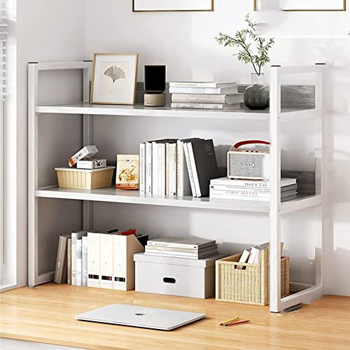 2 Capas Estantería Pequeña De Sobremesa - Organizador De Escritorio De Oficina, Estantería Organizador De Escritorio DIY, Librería Multifuncional De Sobremesa Para Ordenador,(F,80X24X60cm)