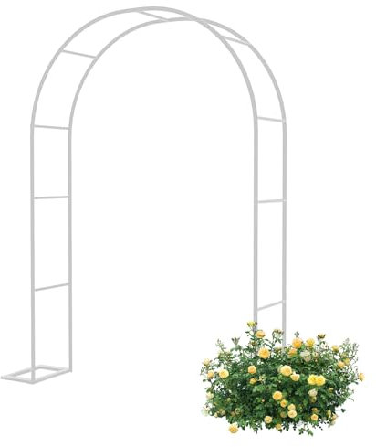 Arche de Jardin métallique,Arche à rosiers Verte pour Plantes grimpantes,tuteur Roses Arceau rosiers grimpants Arche de Mariage Blanc Marron Noir,Largeur 0.8/1.2/2.0/2.8/3.5 m(Blanc,L300xW40xH220cm)