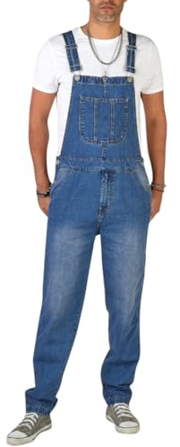 YOUTHUP Mens Relaxed Fit Denim Dungarees