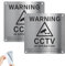 Confezione da 2 cartelli in metallo CCTV In Operation, segnali di avvertimento CCTV in alluminio spazzolato con fori autoadesivi e preforati, cartelli per telecamere di sicurezza per negozio, casa