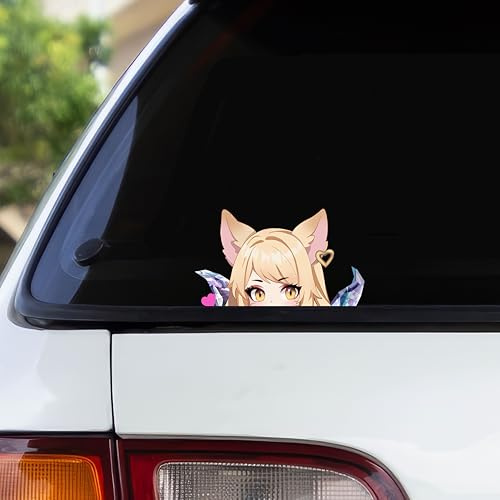Pure Print Cut KDA Ahri Peeker – LOL Fanart Anime Sticker – Wasserfest & UV-Beständig – 2 Stück 13x7,5 cm – Für Auto, Laptop & Gaming Zubehör
