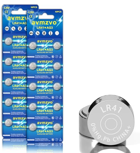 avmzvo AG3 Knopfzelle LR41 Alkaline Batterien,20 Stück,1.5V,392A/192/LR736 | G3/3GA,Auslaufsicher & quecksilberfrei, geeignet für Uhren, Taschenrechner, Spielzeug usw.【5 Jahre Garantie】