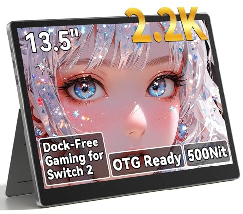 HAILESI S135 13.5 Inches Portable Monitor for Switch 2 Console and Laptop | 2256x1504P Travel Mini Monitor IPS Display 100% sRGB Built-in Speakers Mini HDMI for PC Desktops Office Xbox PS4/5 Console