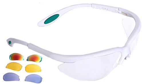 Python RG Multi Lense Racquetball (Squash) Protezione degli occhi w/custodia gratuita (Occhiali, Occhiali, Guardia) - BIANCO