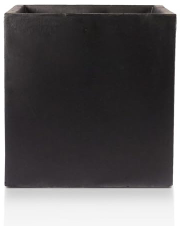 IDEALIST 50cm Planter for Trees | Black Reinforced Stone Large Square Flower Pot with Drainage Holes L50 W50 H50 cm, 126 litres