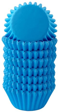 Miss Bakery's House® - Juego de 200 mini moldes para muffins estándar, diámetro de 32 mm x 20 mm, color azul claro y de papel, magdalenas, magdalenas y chocolates