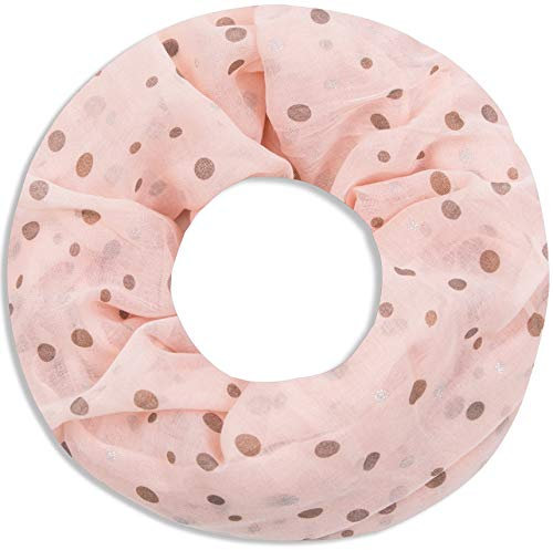 Faera Damen Schal luftig und weich mit erfrischendem Punkt-Muster Loopschal Rundschal in verschiedenen Farben, SCHAL Farbe:Rosé