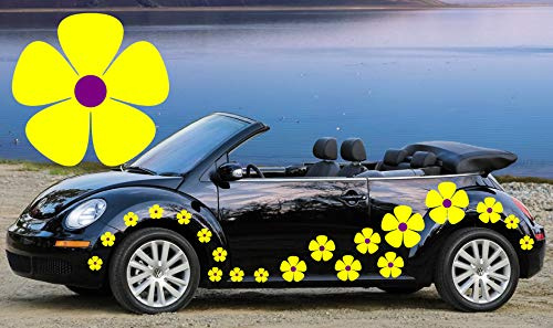 TEEZ- 32 Yellow & Purple Pansy Car decals,Car Graphic,Car stickers,Flower Stickers