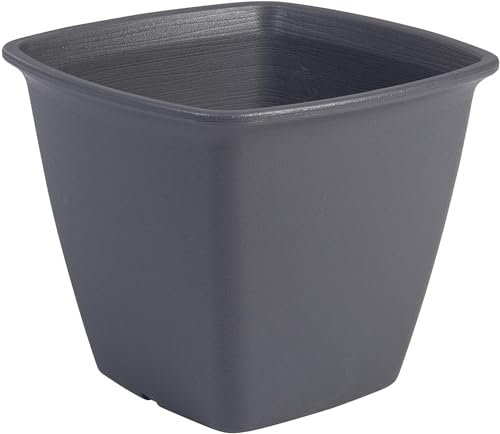 Iris Ohyama, Vaso per piante, fioriera quadrata con sistema di drenaggio/conservazione dell'acqua per il giardinaggio - Square Plant Pot300, Grigio