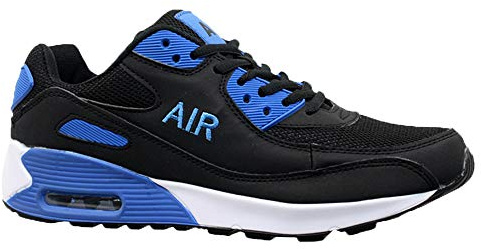 Mens Shock Absorbing Running Trainers Casual LACE Gym Walking Sports Shoes Size (9 UK, Black Blue)