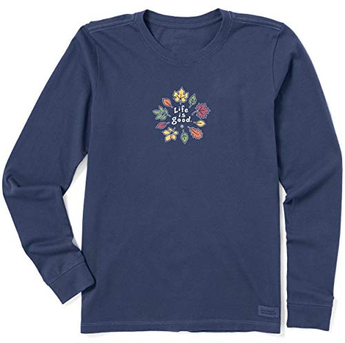 Life Is Good Crusher T-Shirt für Damen, langärmelig, Baumwolle, Grafik-T-Shirt, Lig Leaves