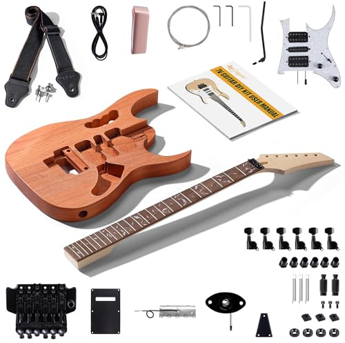 Leo Jaymz DIY Electric Guitar Kits in IBZ Style - Mahogany Body and Maple Neck - All Components Included (7V)