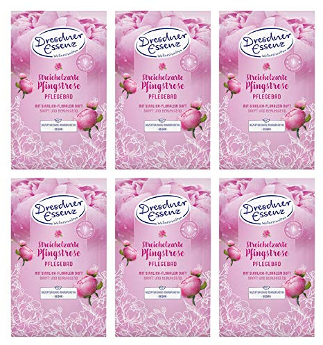 6er Pack Dresdner Essenz Pflegebad Streichelzarte Pfingstrose 6 x 60 g Badezusatz vegan