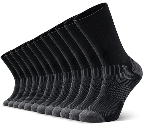 TIBISI Mens Socks，Cushion Wicking Breathable Comfortable Calf Socks for Outdoor，Hiking，Trekking Walking，Athletic，Multipack Work Socks，6 Pairs