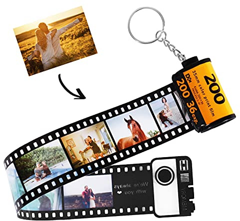 CGFN personalisierter Schlüsselanhänger,Fotofilm-Schlüsselanhänger, personalisiertes Geschenk, Geburtstagsgeschenk für Ehemann und Vater (5Fotos)