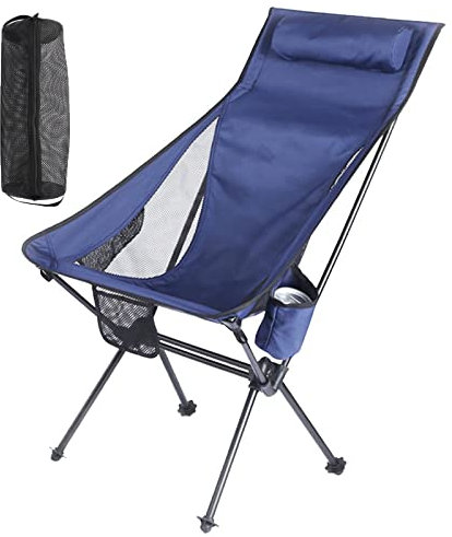 Campingstuhl 150 KG Belastbar Faltbar Klappstuhl Gepolstert Groß mit Hohe Rückenlehne Tasche Angelstuhl für Angeln Im Freien, Grillen, Strandpicknick mit Tragetasche,Blue,1.55kg/3.4lbs