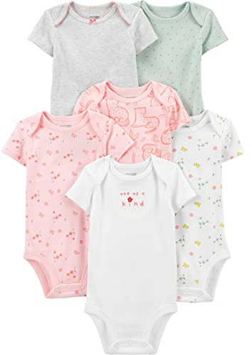 Simple Joys by Carter's Body de Manga Corta Bebé Niña, Multicolor/Floral/Gato/Lunares, 0 meses