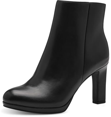 MARCO TOZZI Bottines élégantes pour femme avec talon en cuir synthétique, Noir, 39 EU