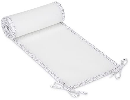 FabiMax Nestchen/Bettumrandung aus atmungsaktivem Netzstoff, 190 cm (50/90/50) - für Beistellbett Basic, weiß mit Punkteband