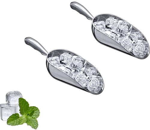 Amazing Abby - Elsa - 12-Ounce Aluminum Ice Scoops (Set of 2), Cast Aluminum Utility Scoops, Food-Grade, Good for Home and Commercial Use, NOT Dishwasher-Safe, Hand-Wash Recommended