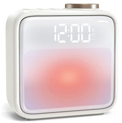 AIRIVO Alarm Clock Night Lights, Built-in Battery Alarm Clock for Bedrooms, 6 Scenes & White Noise Sync, Dual Alarms & Snooze, for Heavy Sleepers, Gifts for Kids Teens