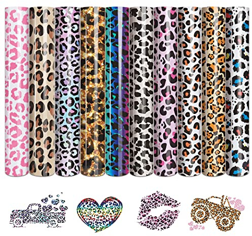 Tintnut Leopard HTV Wärmetransfer-Vinyl, 30,5 x 25,4 cm, Geparden-Wärmetransfer-Vinyl, Safari, HTV, Tierdruck, zum Aufbügeln, Vinyl für T-Shirts, Taschen, kompatibel mit Cricut oder Silhoutte Cameo