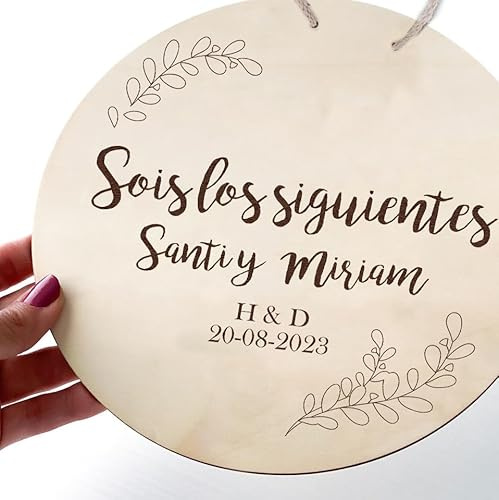 EVYRE | Placa Sois Los Siguientes De Madera Natural | Cartel De Madera Personalizado Para Boda, 25 cm | Incluye Cordel De Yute | Regalos Originales Para Invitados | Regalo Para Los Siguientes Novios